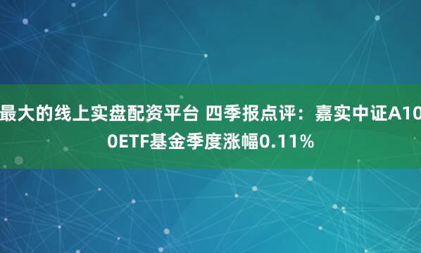 最大的线上实盘配资平台 四季报点评：嘉实中证A100ETF基金季度涨幅0.11%